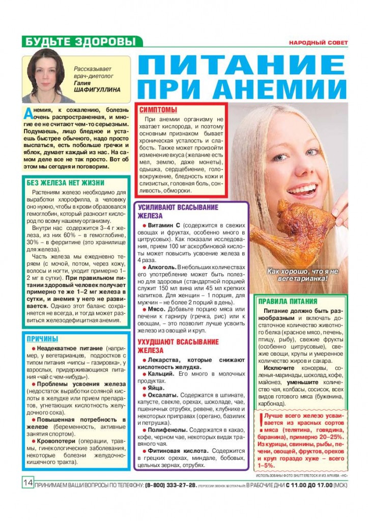 Питание при анемии