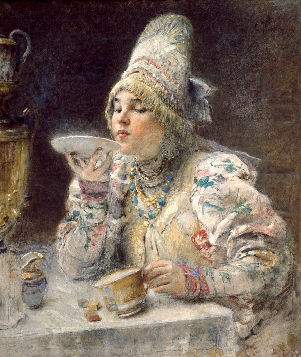 Картина К.Е.Маковского "За чаем".